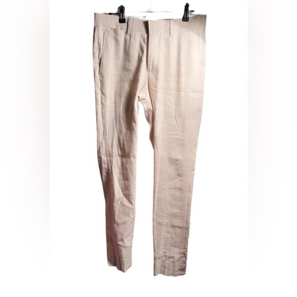 RW&CO beige 2 button stretch trendy linen blend lined slim fit 2 piece suit 34 - Picture 6 of 7